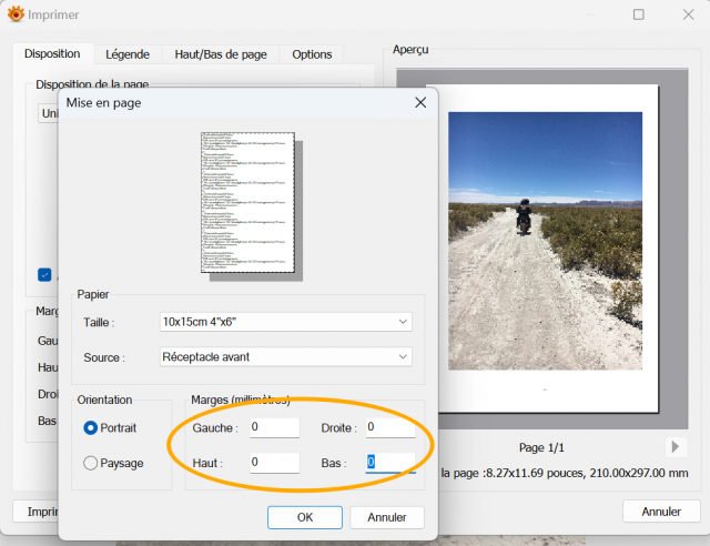 Step 2- Page Setup - Set borders to zero