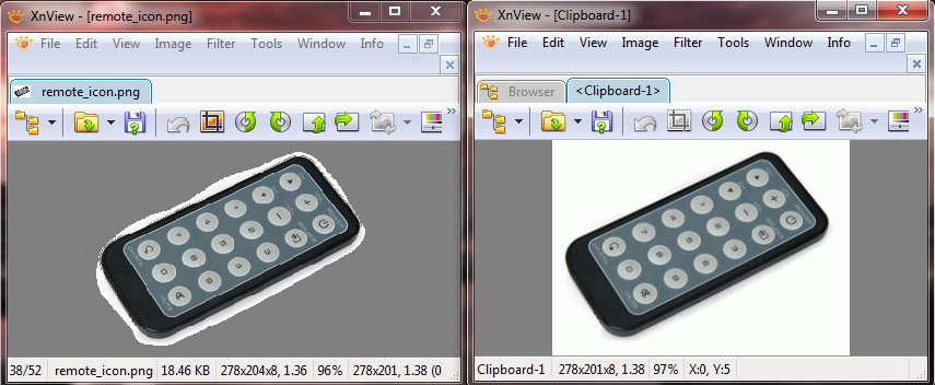 Copy-paste the same transparent image into XnView itself