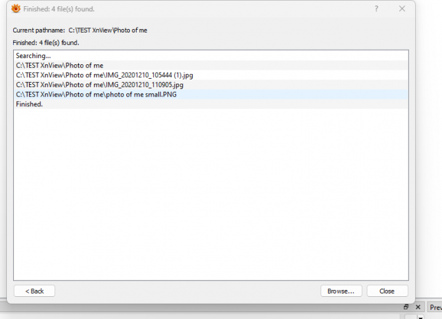 results after clicking - files in sub folder showing
