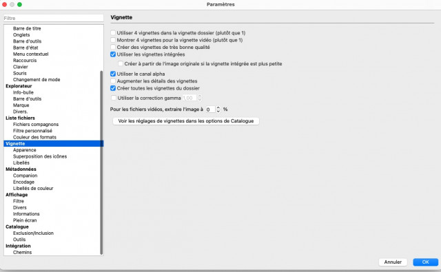 Thumbnail settings