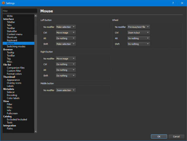 Mouse settings