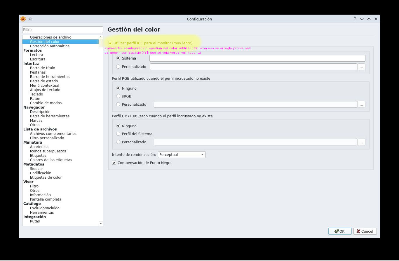 XnView MP -configuracion -gestion del color -utilizar ICC -con eso se arregla problema!! de jpeg-li con espacio XYB que se veia verde -en kubuntu.jpg