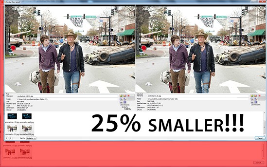 comparison, SAME content and 25% smaller