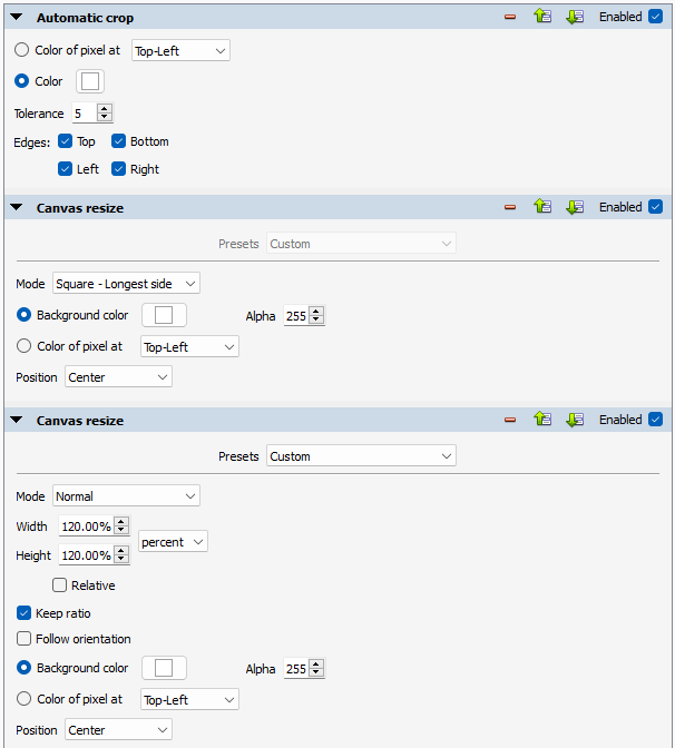 My setup for crop &amp; add border for objects with white background