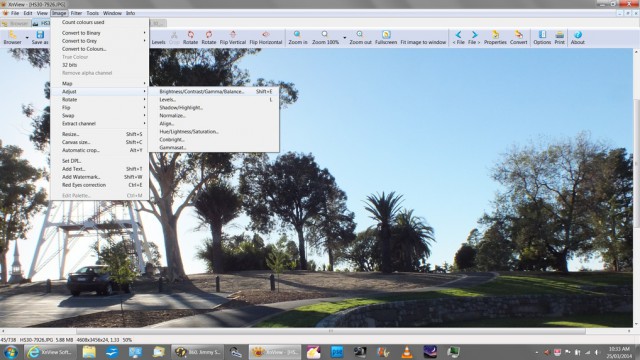 Screenshots showing what results from the selection of Image&gt;Adjust&gt; 1