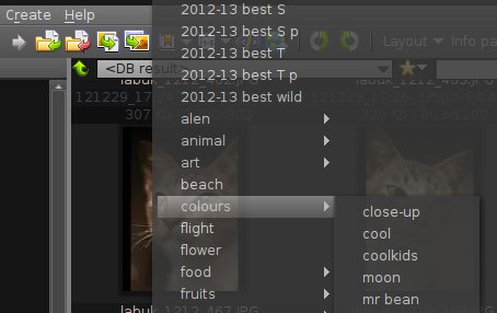 categories menu from toolbar