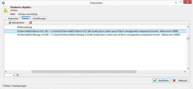 screenshot of error message during install from .exe-file libmcl....dll