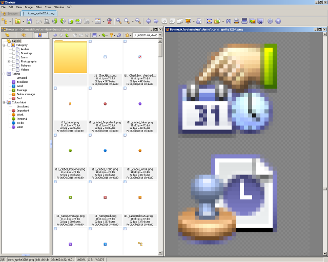 Tiled child windows (browser + viewer)