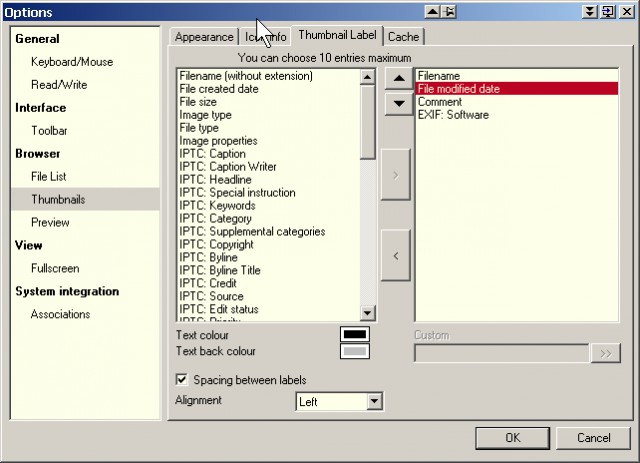 My OPTIONS settings