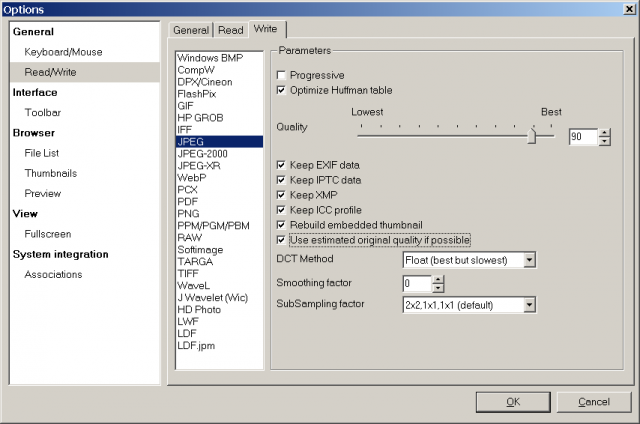 My default settings
