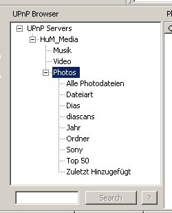 Screenshot of UPnP Control Point, here it is UPnP Browser from music player foobar2000