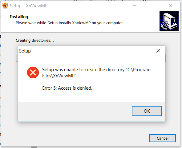 install error message