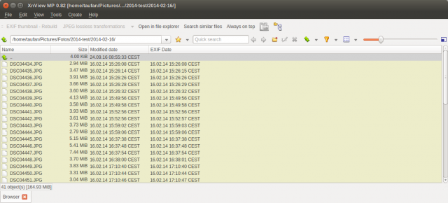 File lists photos with the correct dates when they were taken