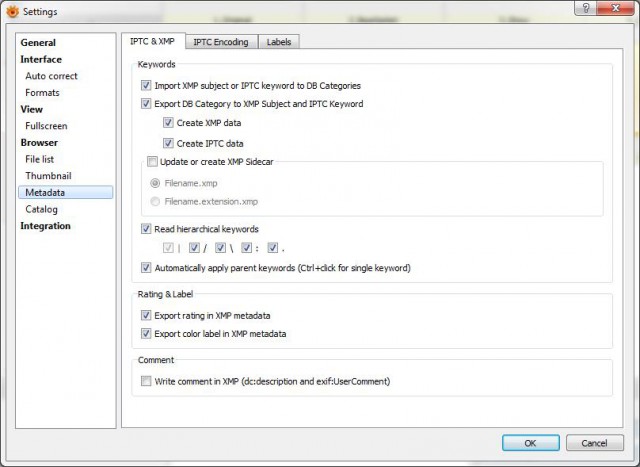 Meta data section form main settings