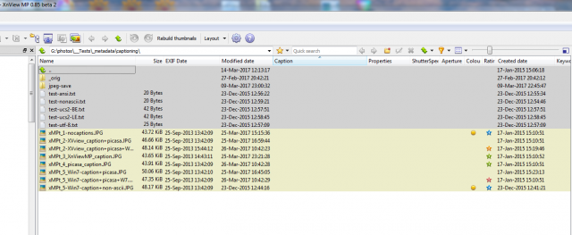 The same list immediately after restarting XnViewMP.