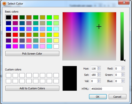 Thumbnail, Backround color, Select Select color window