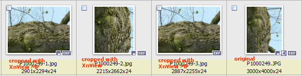 that's what the thumbnails look like in browser view of XnView and XnView MP. But all cropped files themselves look similar, like the one cropped in XnView.