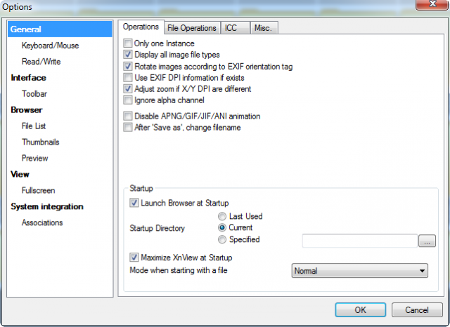 XnView General Options