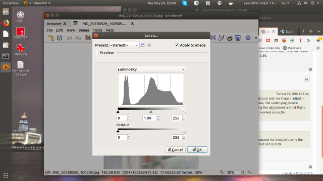 when trying to move the Levels window, the main XnView MP window also moves