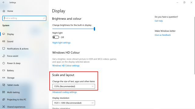 $Windows 10 1909 Settings - Display.png