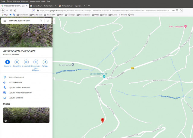 Position de la photo source avec maps lors de la copie des coordonnées : c'est faux