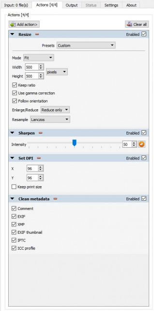 XnConvert conversion settings