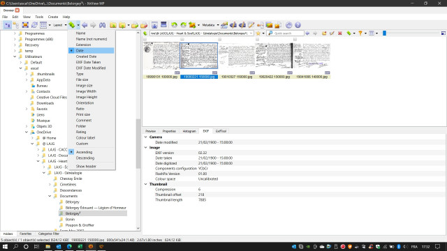 Screenshot of the result of system date sorting