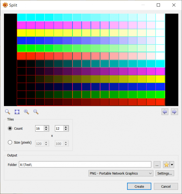 Create → Split image(s)…