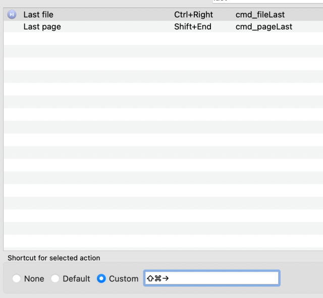 Keyboard shortcut custom oddity