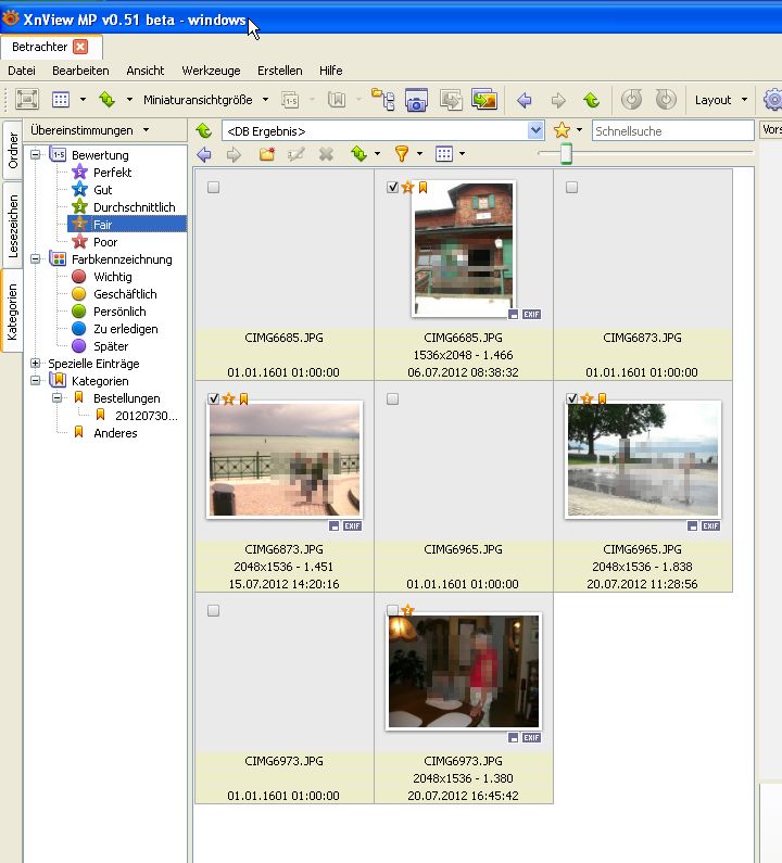 Screenshot when rating filter is applied with dublicate results.