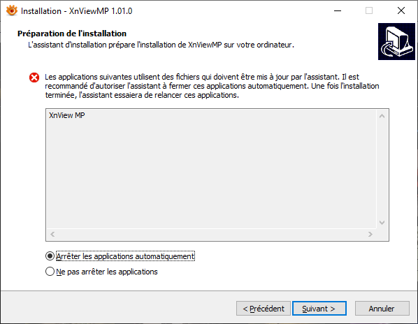 splash d'installation de la version 1.02.0